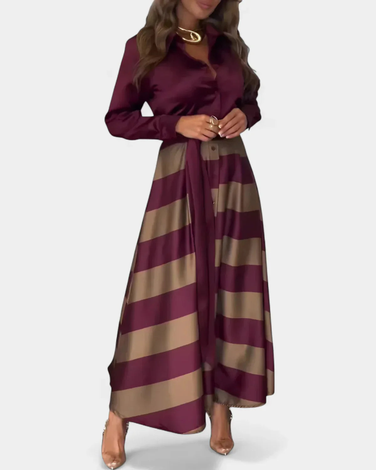 Nessia™ | Vestido con Rayas con Cinturón