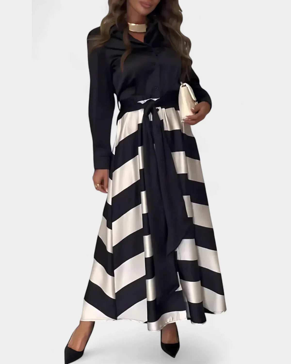 Nessia™ | Vestido con Rayas con Cinturón