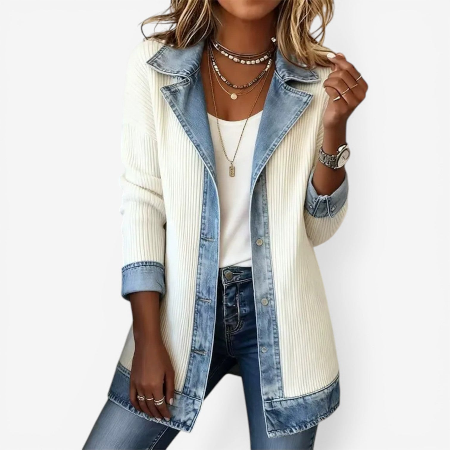 Emilia™ Chaqueta de Mezcla de Denim
