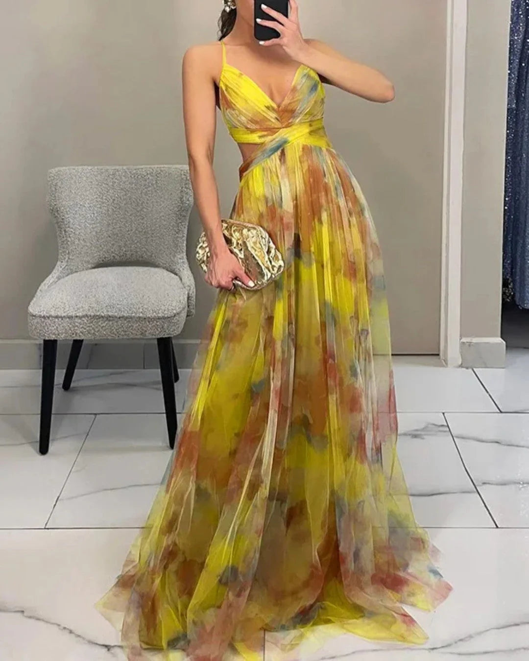 Claudia™ | Encantador Vestido Largo con Estampado Floral