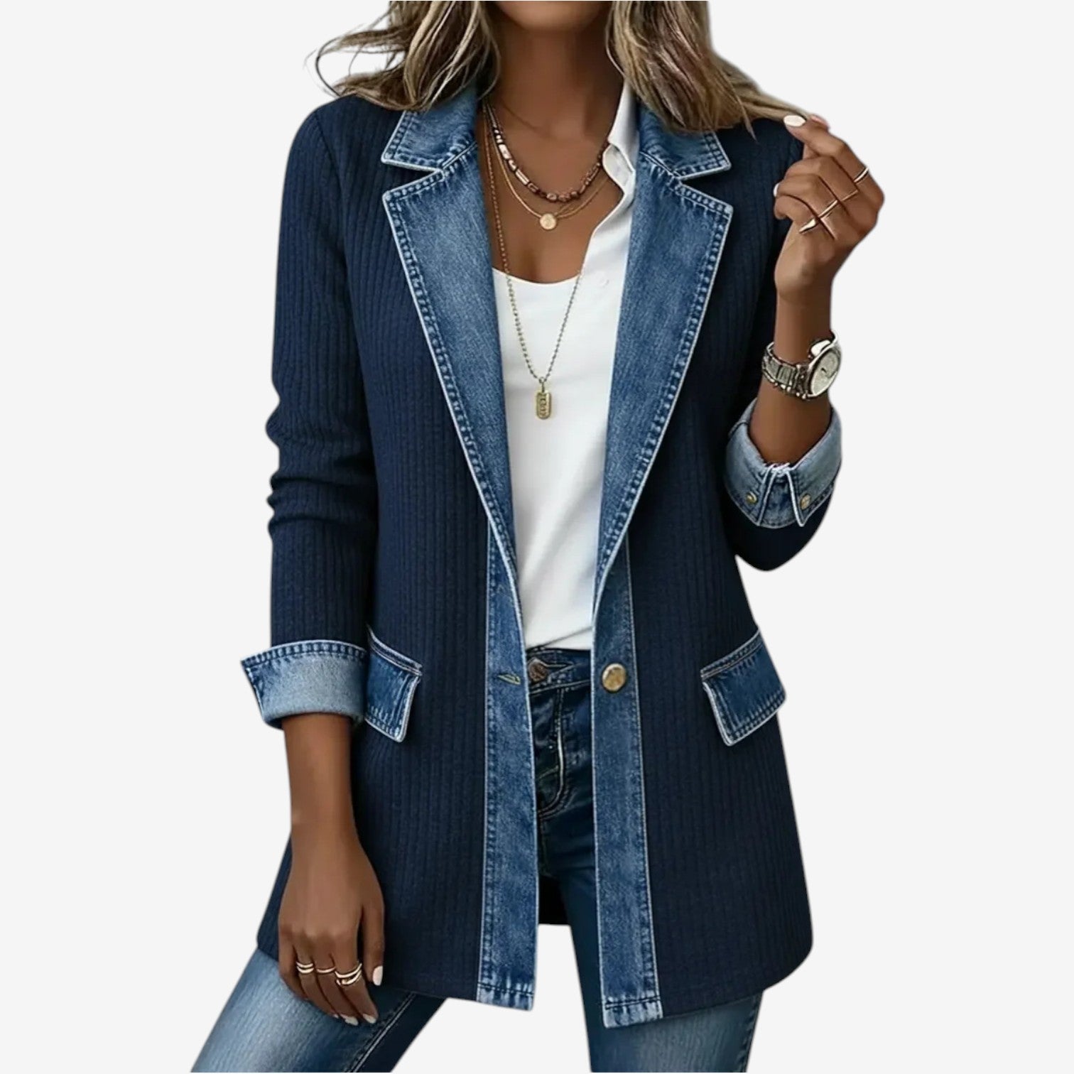 Emilia™ Chaqueta de Mezcla de Denim