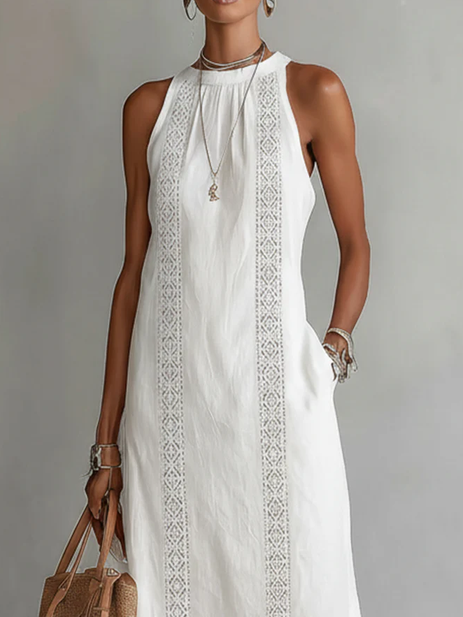 Jimena | Vestido Midi Elegante con Cuello Mao